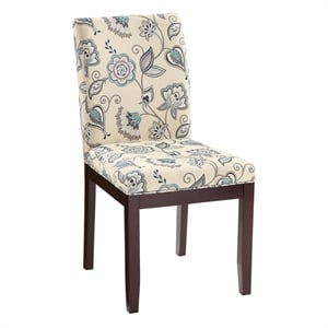 Scranton & Co Parsons Dining Chair in Sky Blue and Beige Print Fabric