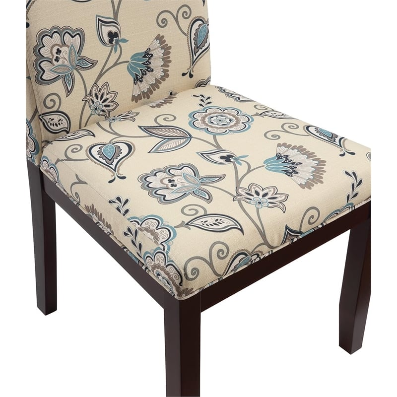 Scranton & Co Parsons Dining Chair in Sky Blue and Beige Print Fabric