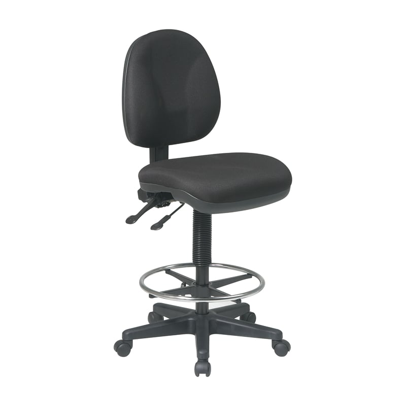 Scranton & Co Ergonomic Black Fabric Drafting Chair with Footring