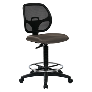 Scranton & Co Brown Fabric Mesh Back Drafting Chair with 18&quot Foot Ring