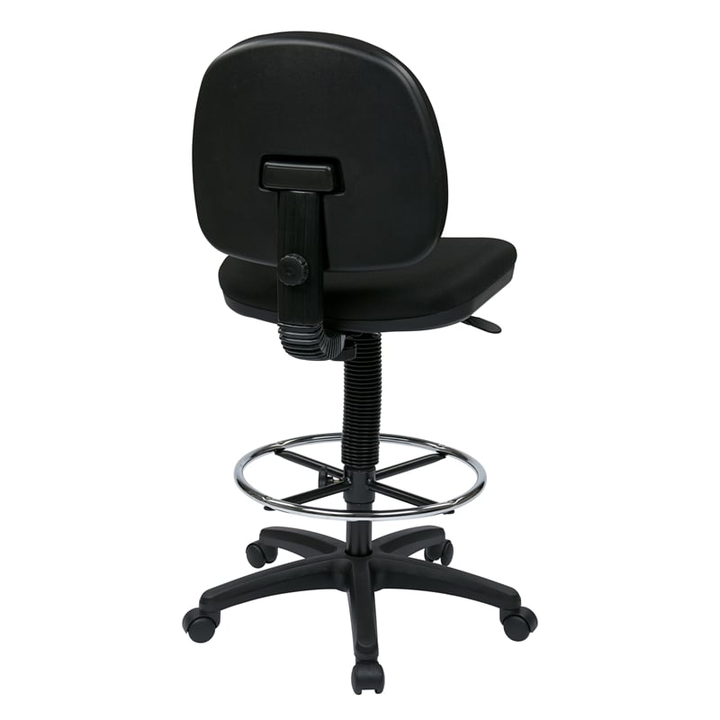 Scranton & Co Black Fabric Drafting Chair with Chrome Teardrop Footrest