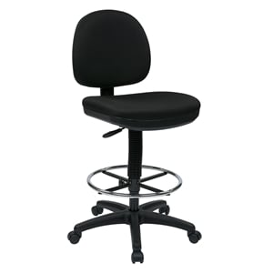 Scranton & Co Black Fabric Drafting Chair with Chrome Teardrop Footrest
