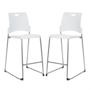 Scranton & Co Tall Stacking Stool with White Plastic Seat - 2 Pack