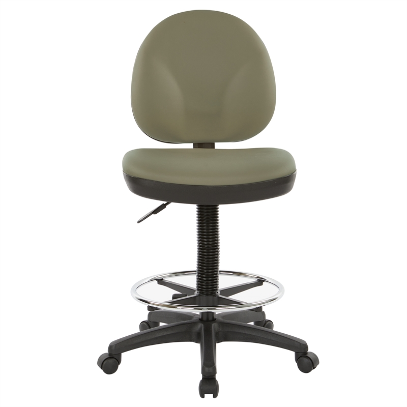 Scranton & Co Sage Green Fabric Drafting Chair with Lumbar Support