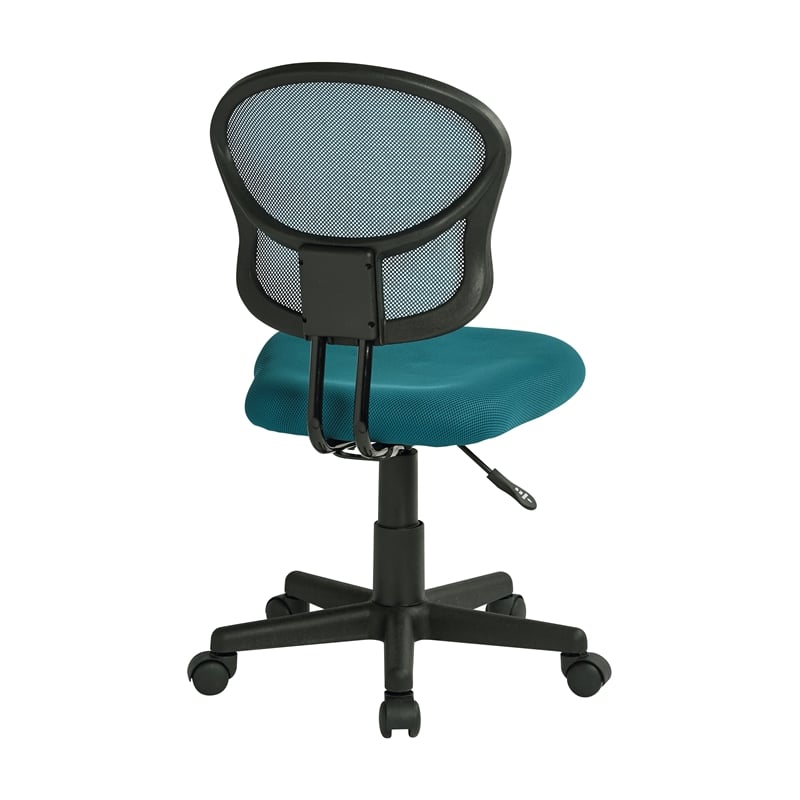 Scranton & Co Contemporary Blue Mesh Back and Fabric Armless Desk Chair
