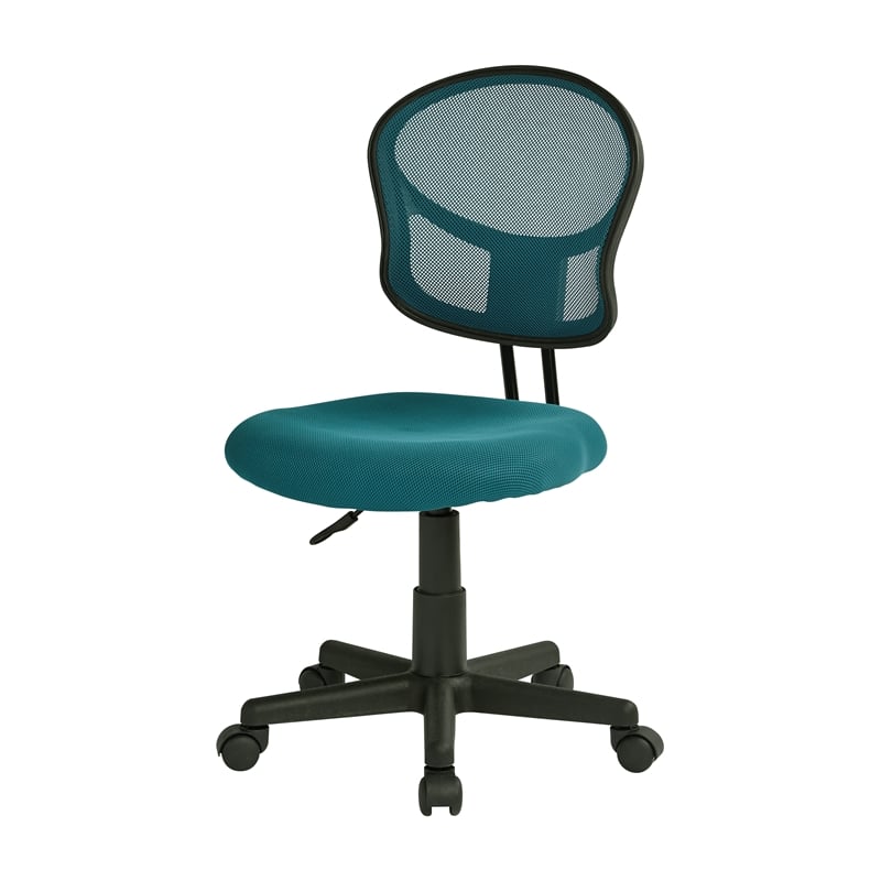 Scranton & Co Contemporary Blue Mesh Back and Fabric Armless Desk Chair