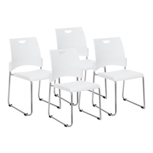 Scranton & Co Stacking and Ganging Chairs in White Plastic - 4 Pack