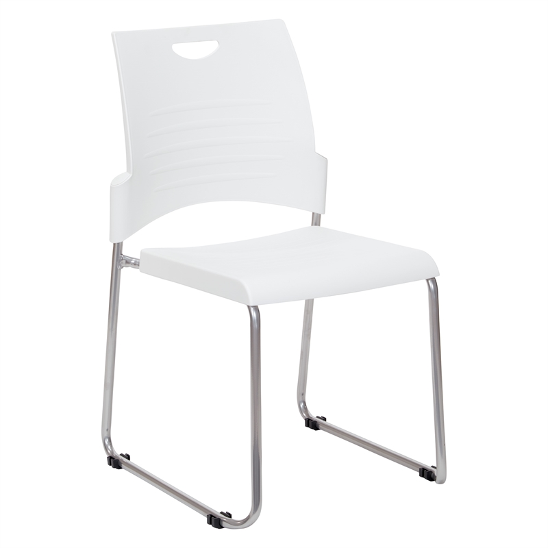 Scranton & Co Stacking Chairs with White Plastic Seat - 28 Pack with Dolly