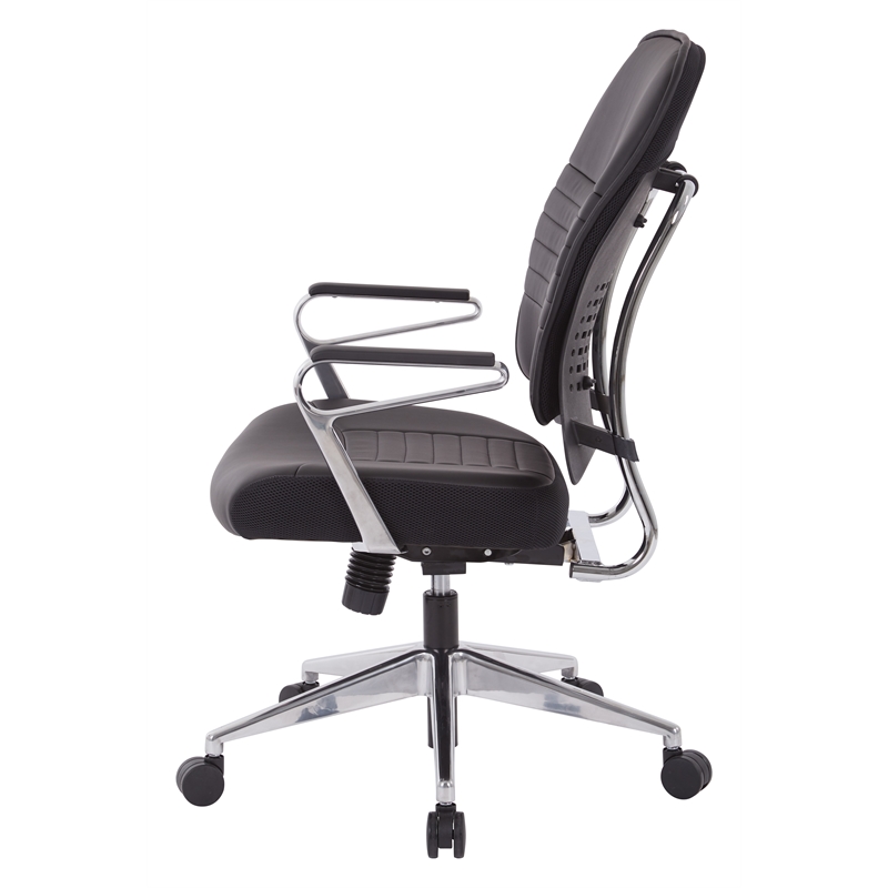 Scranton & Co Black Bonded Leather Manager's Chair - Aluminum Arms