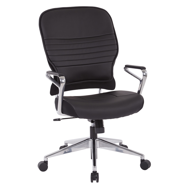 Scranton & Co Black Bonded Leather Manager's Chair - Aluminum Arms