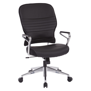 Scranton & Co Black Bonded Leather Manager's Chair - Aluminum Arms