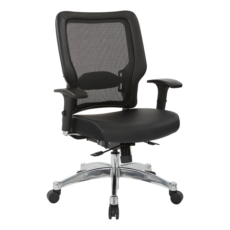 Scranton & Co Black Vertical Mesh Manager's Chair - Leather Seat