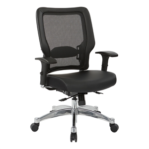 Scranton & Co Black Vertical Mesh Manager's Chair - Leather Seat
