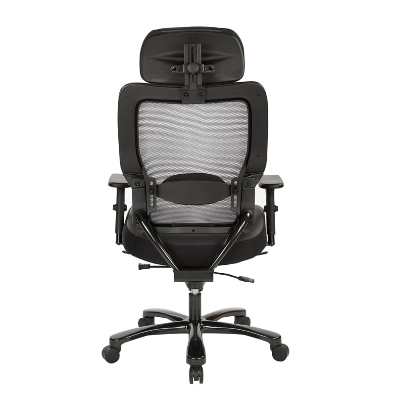 Scranton & Co Big and Tall Executive Chair in Black Leather - Headrest