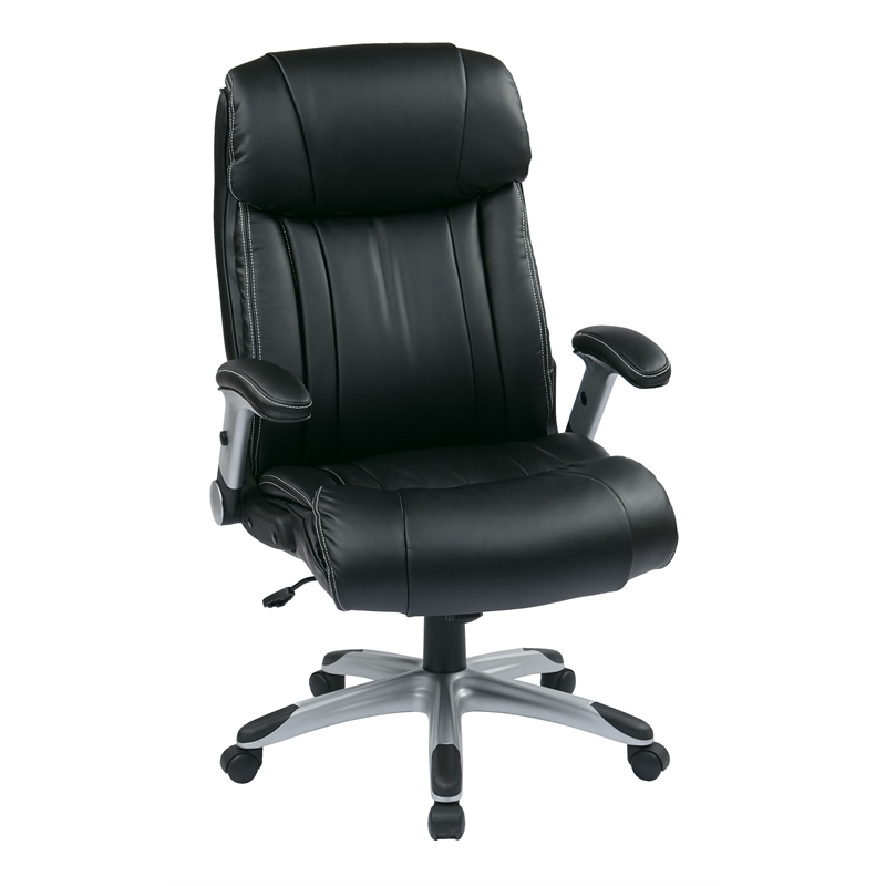 Scranton & Co Executive Leather Office Chair in Silver and Black