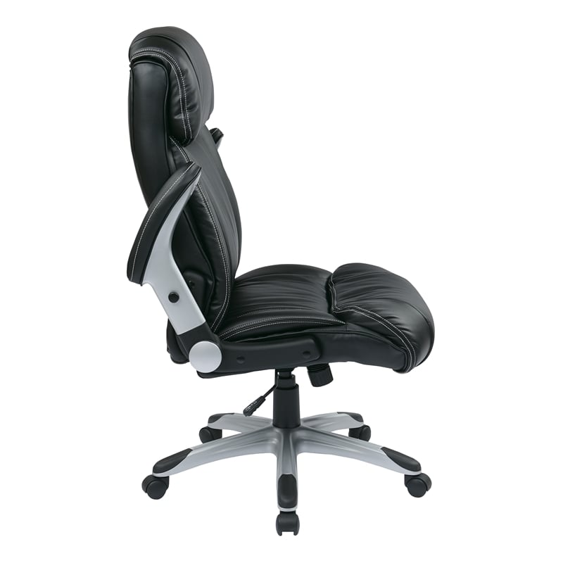 Scranton & Co Executive Leather Office Chair in Silver and Black