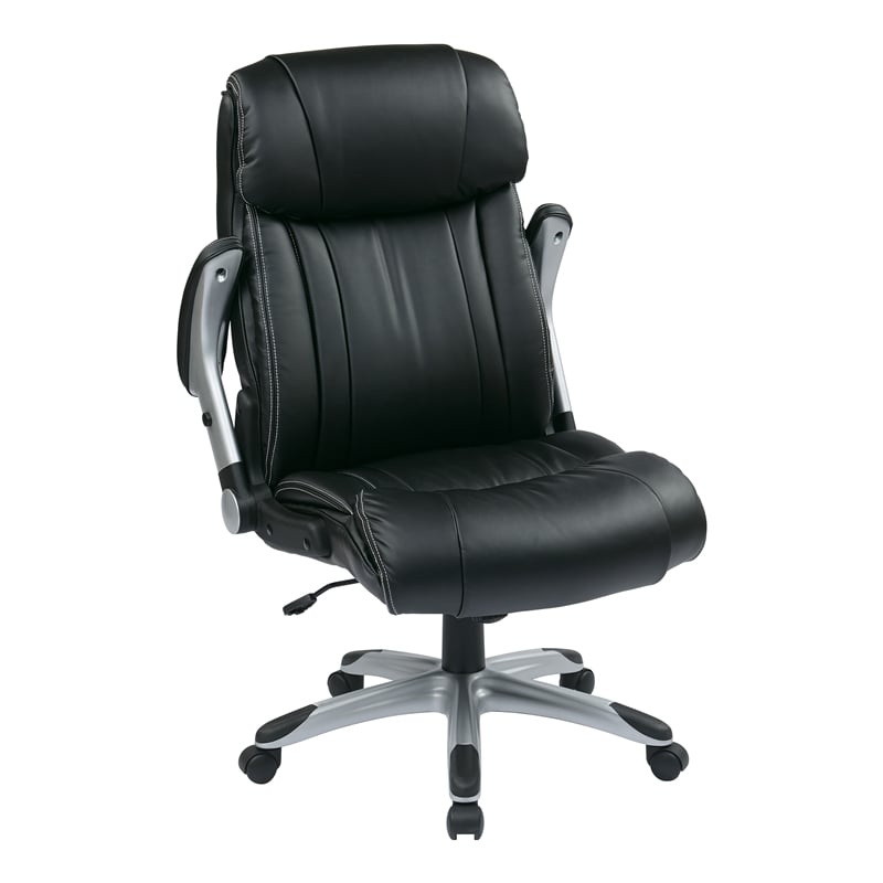 Scranton & Co Executive Leather Office Chair in Silver and Black