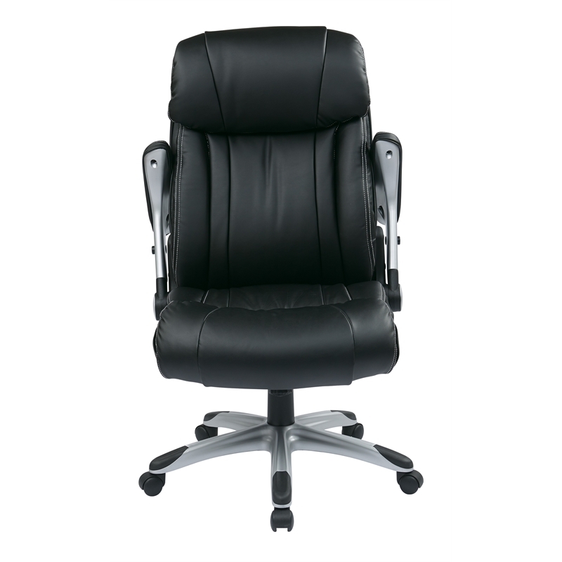 Scranton & Co Executive Leather Office Chair in Silver and Black