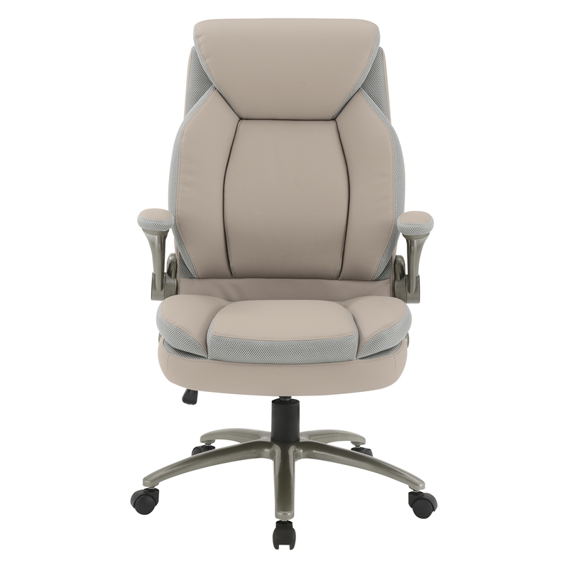 Scranton & Co Big & Tall Leather Chair in Taupe - 400 lb Capacity