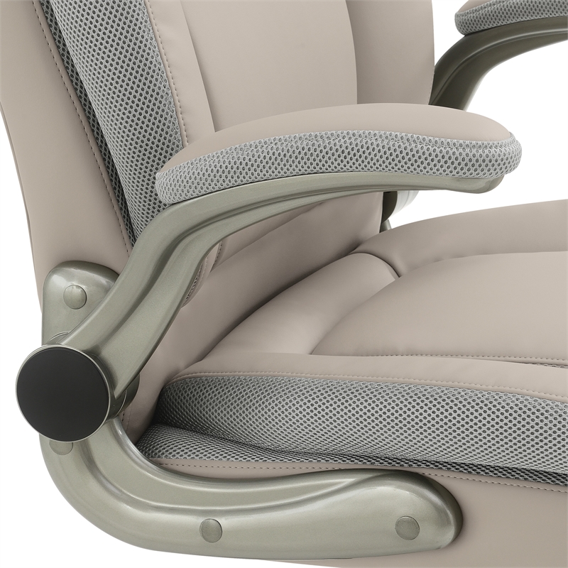 Scranton & Co Big & Tall Leather Chair in Taupe - 400 lb Capacity