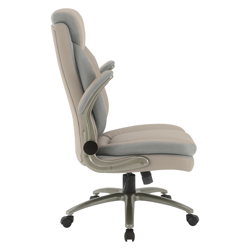 Scranton & Co Big & Tall Leather Chair in Taupe - 400 lb Capacity