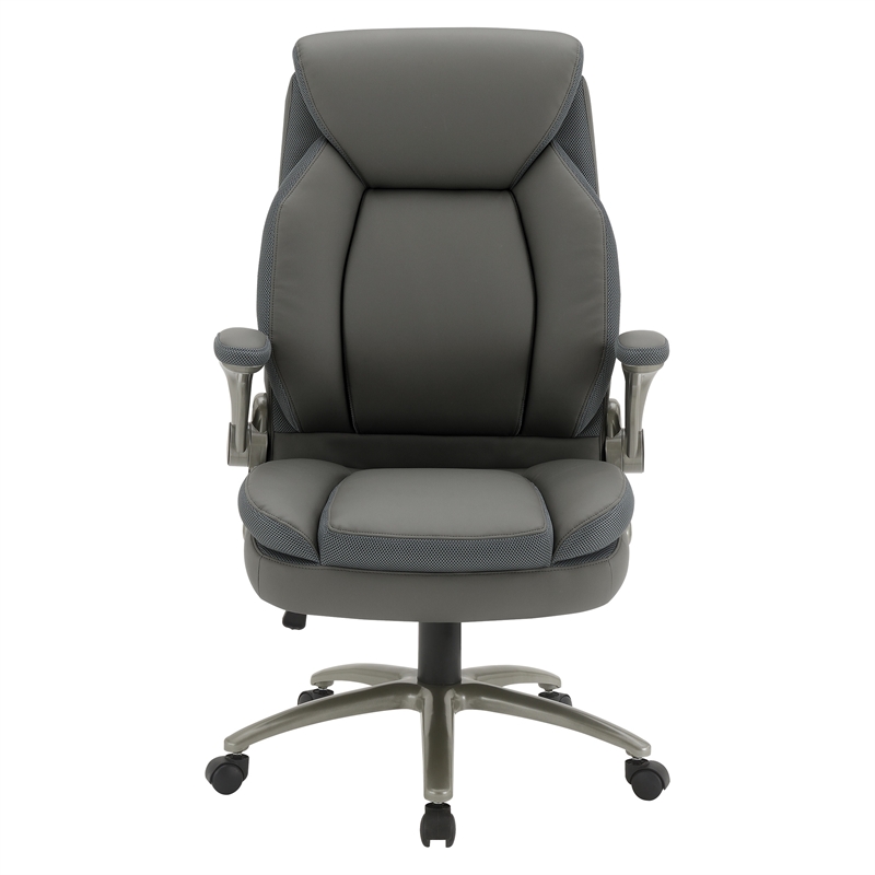 Scranton & Co Big & Tall Leather Chair in Gray - 400 lb Capacity