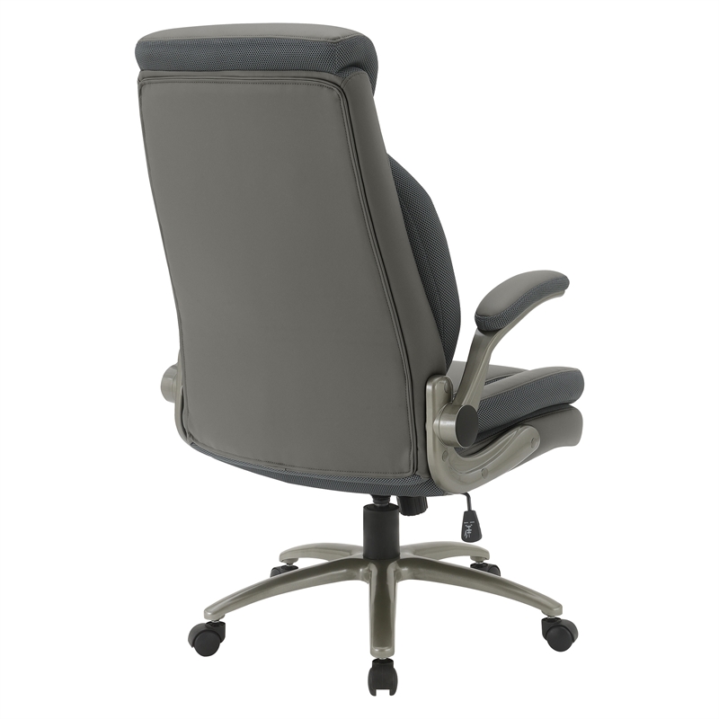 Scranton & Co Big & Tall Leather Chair in Gray - 400 lb Capacity