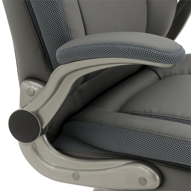 Scranton & Co Big & Tall Leather Chair in Gray - 400 lb Capacity