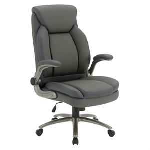 Scranton & Co Big & Tall Leather Chair in Gray - 400 lb Capacity