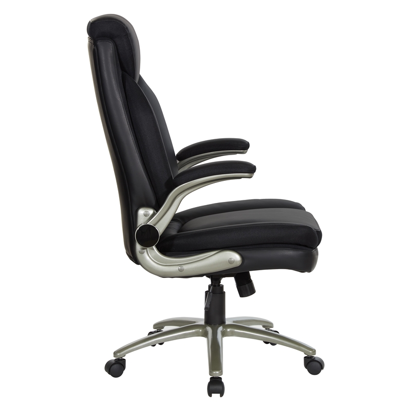 Scranton & Co Big & Tall Leather Chair in Black - 400 lb Capacity