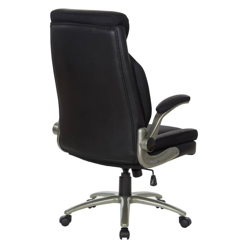 Scranton & Co Big & Tall Leather Chair in Black - 400 lb Capacity