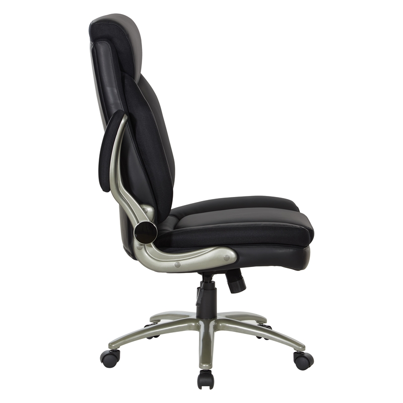 Scranton & Co Big & Tall Leather Chair in Black - 400 lb Capacity