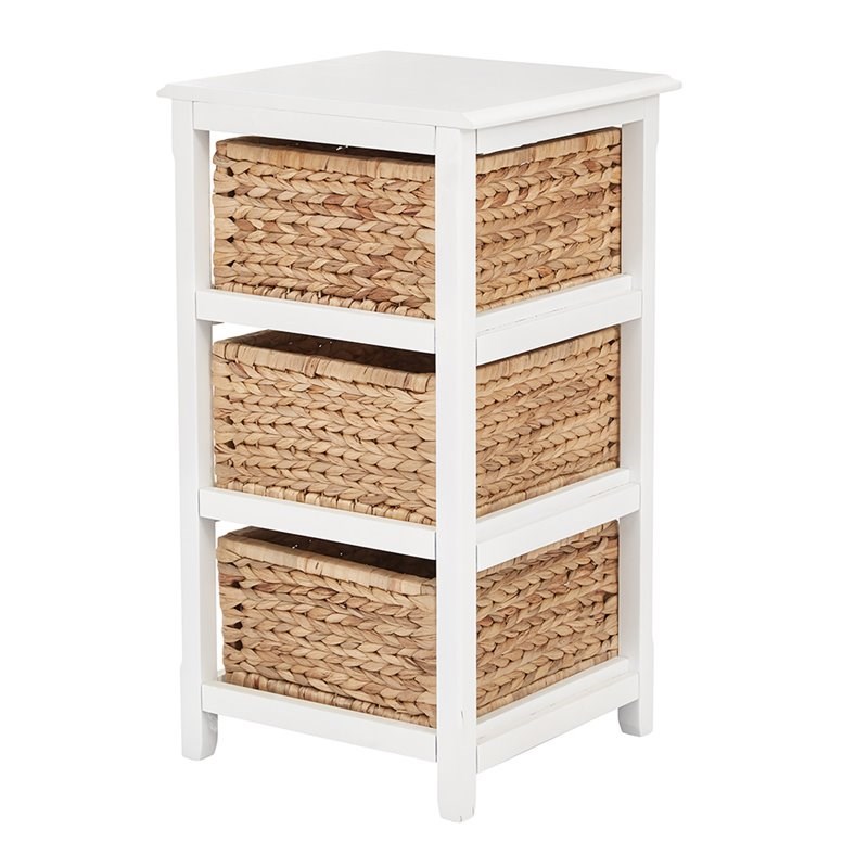 Scranton & Co 4-Tier Storage Unit in White with Natural Brown Baskets