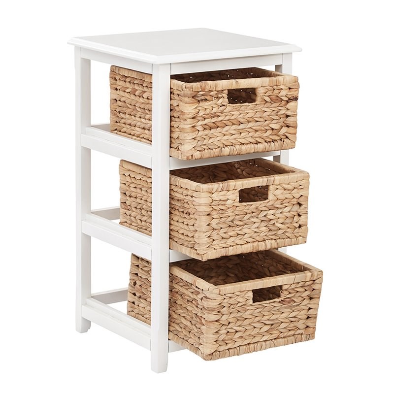 Scranton & Co 4-Tier Storage Unit in White with Natural Brown Baskets