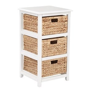 Scranton & Co 4-Tier Storage Unit in White with Natural Brown Baskets