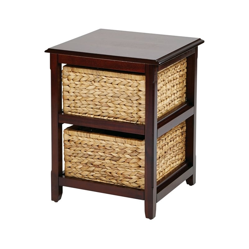 Scranton & Co 2-Tier Wood Storage Unit in Espresso with Baskets