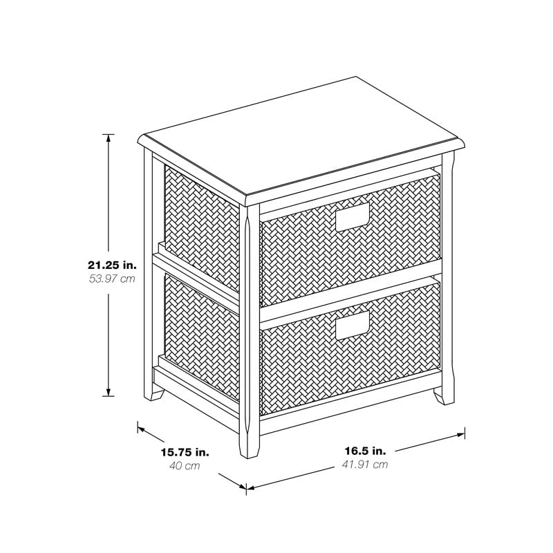 Scranton & Co 2-Tier Wood Storage Unit in Espresso with Baskets