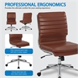 Scranton & Co Armless Mid-Back Chair in Saddle Brown Faux Leather