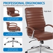 Scranton & Co High-Back Manager's Chair in Saddle Brown Faux Leather