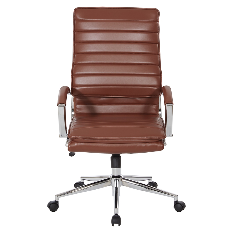 Scranton & Co High-Back Manager's Chair in Saddle Brown Faux Leather