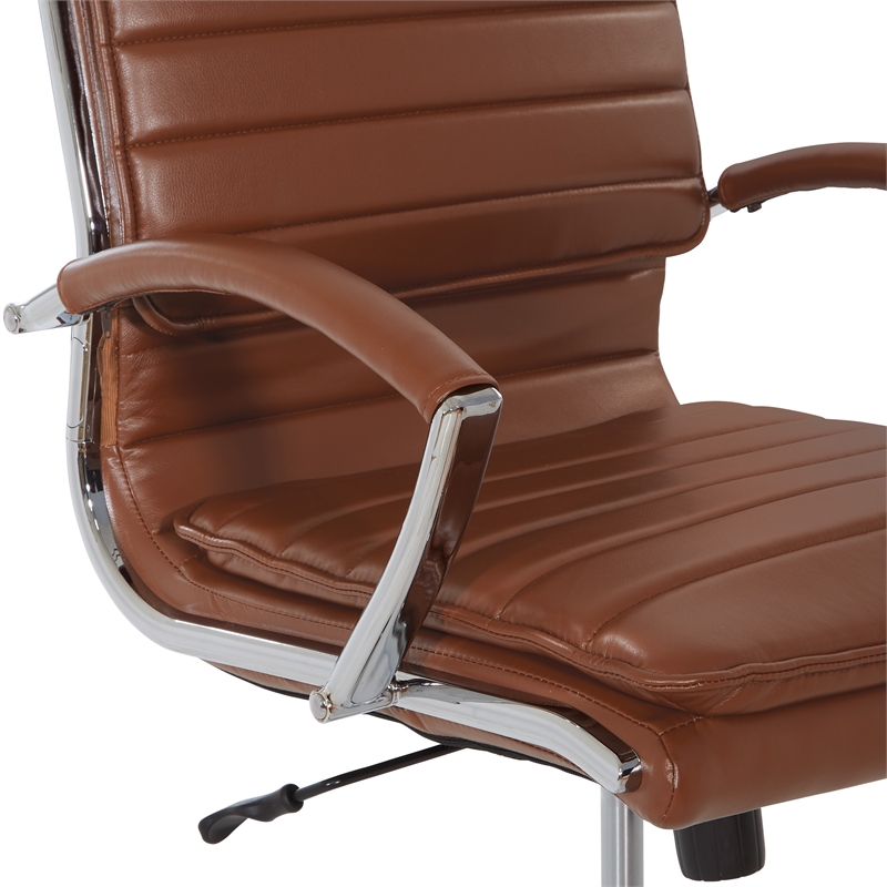 Scranton & Co High-Back Manager's Chair in Saddle Brown Faux Leather
