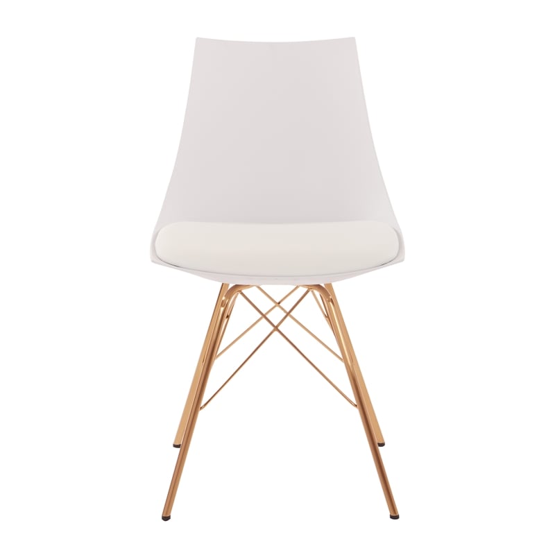 Scranton & Co Modern Bucket Chair in White Faux Leather - Gold Base
