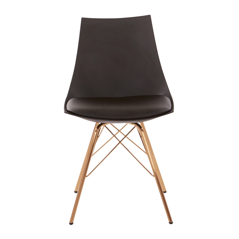 Scranton & Co Modern Bucket Chair in Black Faux Leather - Gold Base