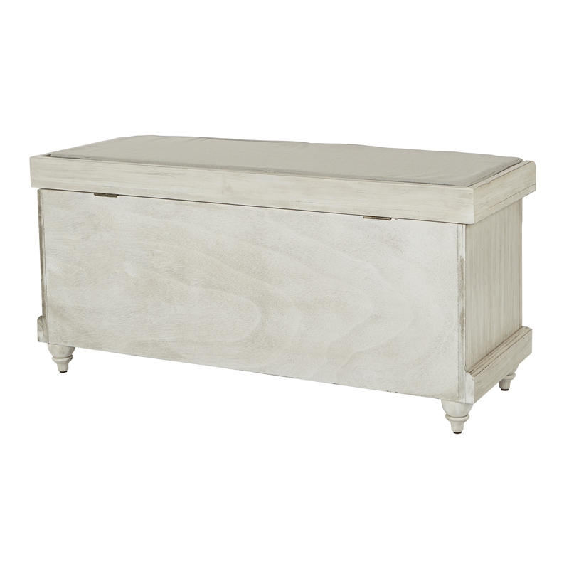 Scranton & Co Contemporary Coastal Storage Bench in White Wash Finish