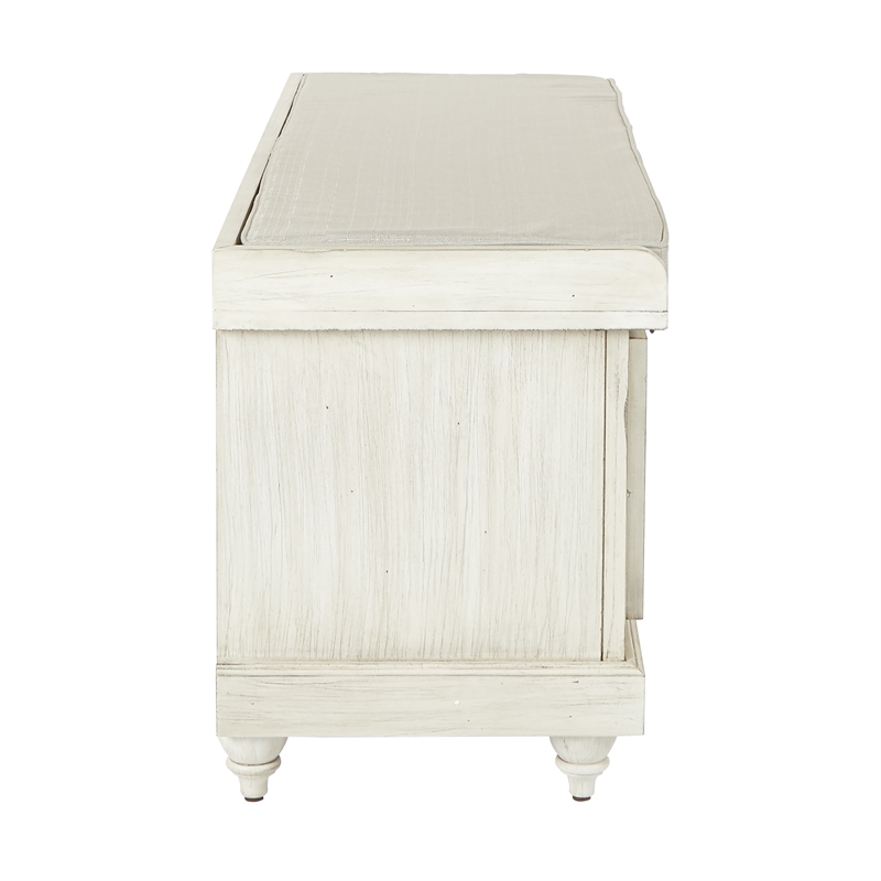 Scranton & Co Contemporary Coastal Storage Bench in White Wash Finish