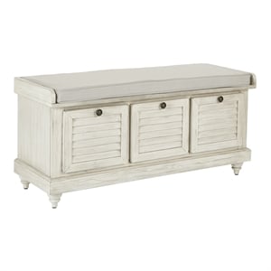 Scranton & Co Contemporary Coastal Storage Bench in White Wash Finish