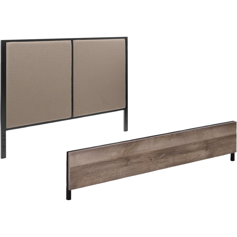 Scranton & Co Queen Headboard and Footboard in Oak Laminate - Black