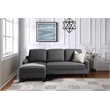 Scranton & Co Chaise Sleeper Sofa in Gray Fabric with Black Legs
