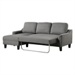 Scranton & Co Chaise Sleeper Sofa in Gray Fabric with Black Legs