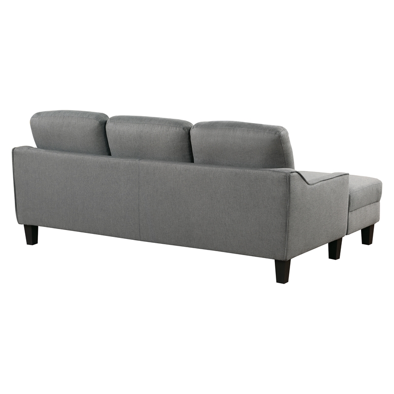 Scranton & Co Chaise Sleeper Sofa in Gray Fabric with Black Legs